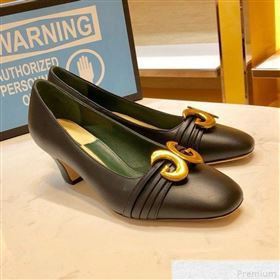 Gucci Leather Mid-heel Pump with Half Moon GG 565600 Black 2019 (SIYA-9042831)
