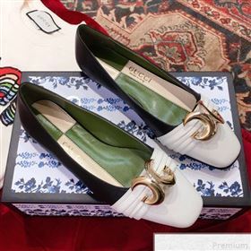 Gucci Leather Ballet Flat with Half Moon GG 572816 White/Black 2019 (KL-9042844)