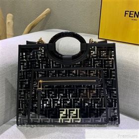 Fendi Medium Runaway Shopper Tote Bag Black/Transparent 2019 (AFEI-9041858)