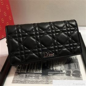 Dior Lady Dior Leather Clutch with Chain Black (BFS-9041901)