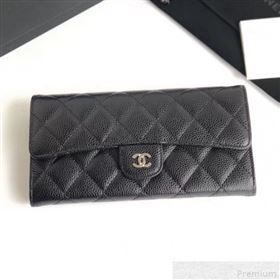 Chanel Classic Long Wallet in Grained Leather Black/Red (YD-9042618)
