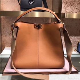 Fendi Leather Medium Peekaboo X-Lite Regular Bag Brown 2019 (SUSU-9041939)