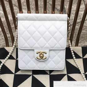 Chanel Pearl Flap Bag AS0580 White 2019 (JDH-9041810)