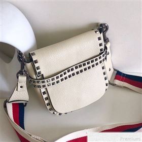 Valentino Rockstud Rolling Sandle Shoulder Bag White/Silver Grey 2019 (JJ3-9041912)