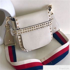 Valentino Rockstud Rolling Sandle Shoulder Bag White/Gold 2019 (JJ3-9041913)