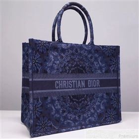 Dior Book Tote KaléiDiorscopic Embroidered Bag Navy Blue 2019 (DMZ-9050712)