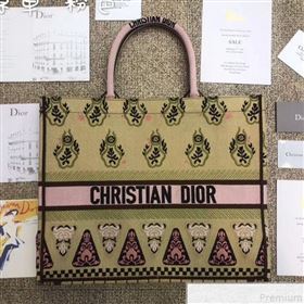 Dior Book Tote Embroidered Bag Yellow 2019 (BFS-9050713)