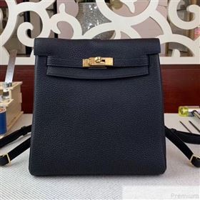 Hermes Kelly Ado Backpack 22cm in Togo Leather Black/Gold(Half Handmade) 2019 (AMIN-9043050)