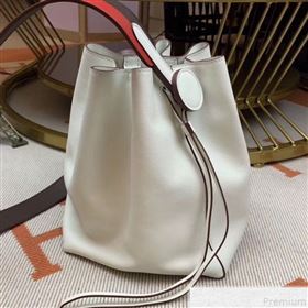 Hermes Licol Hermes 17 Bucket Bag White 2019(Half Handmade)  (AMIN-9050701)