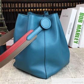 Hermes Licol Hermes 17 Bucket Bag Turq Blue 2019(Half Handmade) (AMIN-9050708)