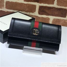 Gucci Ophidia Flap Continental Wallet 523153 Black (DLH50723)