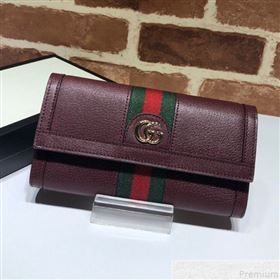 Gucci Ophidia Flap Continental Wallet 523153 Burgundy (DLH50724)