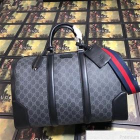 Gucci Soft GG Supreme Carry-on Travel Duffle Bag ‎474131 Black/Grey 2019 (BLWX-9050734)
