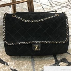 Chanel x Pharrell Oversize Suede Flap Bag Black 2019 (JDH-9043002)