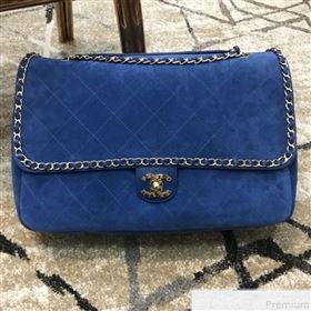 Chanel x Pharrell Oversize Suede Flap Bag Blue 2019 (JDH-9043003)