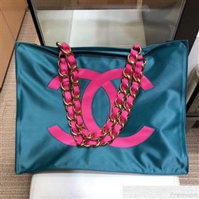 Chanel CC Chain Tote Shopping Bag Peacock Blue 2018 (SMJD-9043016)