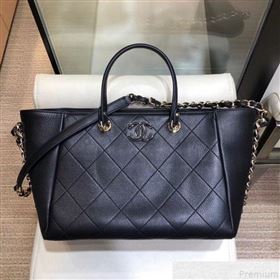 Chanel Quilted CC Logo Shopping Tote Bag Black 2019 (SMJD-9043018)
