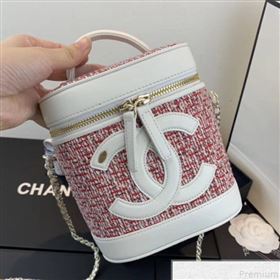 Chanel Tweed CC Logo Vanity Case Bucket Bag AS0323 White/Red 2019 (FM-9043020)