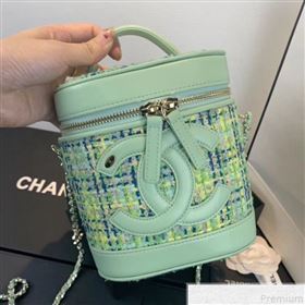 Chanel Tweed CC Logo Vanity Case Bucket Bag AS0323 Green 2019 (FM-9043021)