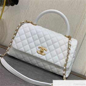 Chanel Grained Quilted Calfskin Coco Handle Flap Top Handle Bag White 2019 (SSZ-9050911)
