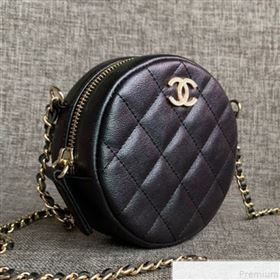 Chanel Iridescent Round Classic Clutch with Chain AP0366 Black 2019 (SSZ-9050917)