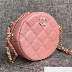 Chanel Iridescent Round Classic Clutch with Chain AP0366 Pink 2019 (SSZ-9050918)