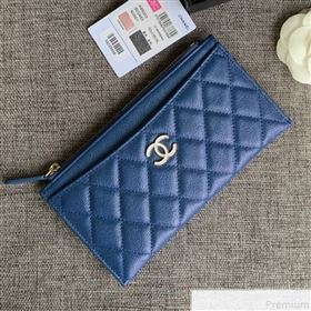 Chanel Iridescent Grained Calfskin Pouch Blue 2019 (SSZ-9050922)