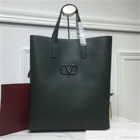 Valentino Mens VRing Tote Bag in Smooth Calfskin Dark Green 2019 (XYD-9050934)