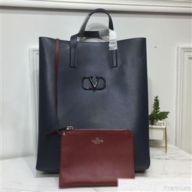 Valentino Mens VRing Tote Bag in Smooth Calfskin Dark Blue 2019 (XYD-9050933)