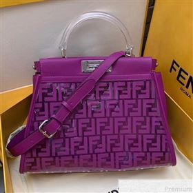 Fendi Transparent Peekaboo Regular Top Handle Bag Purple 2019 (AFEI-9051002)