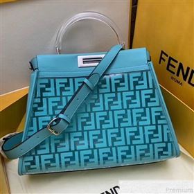 Fendi Transparent Peekaboo Regular Top Handle Bag Turquoise 2019 (AFEI-9051003)