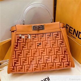 Fendi Transparent Peekaboo Regular Top Handle Bag Orange 2019 (AFEI-9051004)