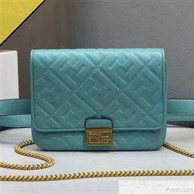 Fendi FF Lambskin Baguette Upside Down Belt Bag Blue 2019 (AFEI-9051011)