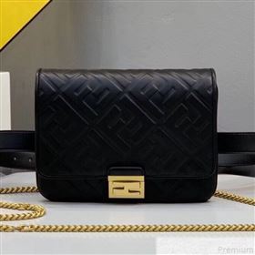 Fendi FF Lambskin Baguette Upside Down Belt Bag Black 2019 (AFEI-9051009)