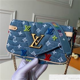 Louis Vuitton Denim New Wave Chain Pochette Pouch M67531 Denim Blue 2019 (KD-9050831)