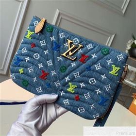 Louis Vuitton Denim New Wave Zip Pochette Pouch M67538 Denim Blue 2019 (KD-9050832)