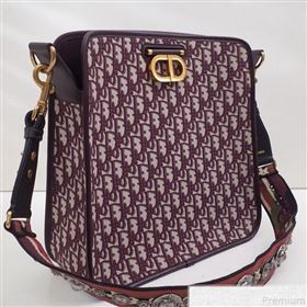 Dior CD Square Tote in Burgundy Oblique Jacquard Canvas 2019 (BFS-9051030)