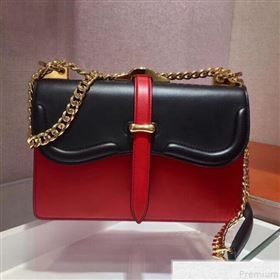 Prada Belle Leather Shoulder Bag 1BD188 Red/Black 2019 (PYZ-9051033)