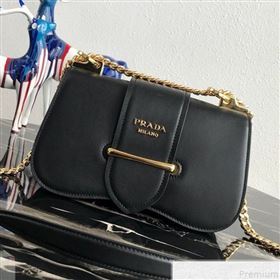 Prada Sidonie Leather Saddle Shoulder Bag 1BD184 Black 2019 (PYZ-9051036)