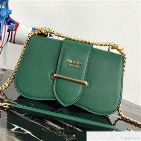 Prada Sidonie Leather Saddle Shoulder Bag 1BD184 Green 2019 (PYZ-9051040)