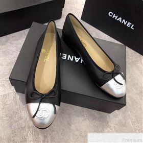 Chanel Black Lambskin Leather Ballerinas With Silver Toe 2019 (DLY-9050177)