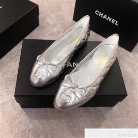 Chanel Quilting Lambskin Leather Ballerinas Silver 2019 (DLY-9050182)