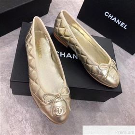 Chanel Quilting Lambskin Leather Ballerinas Gold 2019 (DLY-9050184)