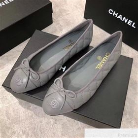 Chanel Quilting Lambskin Leather Ballerinas Grey 2019 (DLY-9050185)