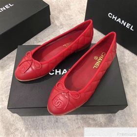 Chanel Quilting Lambskin Leather Ballerinas Red 2019 (DLY-9050187)