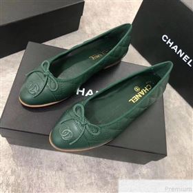 Chanel Quilting Lambskin Leather Ballerinas Green 2019 (DLY-9050190)