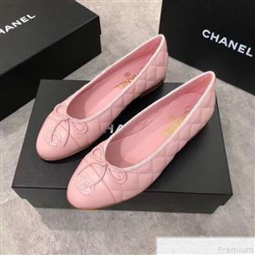 Chanel Quilting Lambskin Leather Ballerinas Pink 2019  (DLY-9050191)