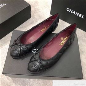 Chanel Quilting Lambskin Leather Ballerinas Black/Burgundy 2019  (DLY-9050193)