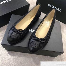 Chanel Tweed & Lambskin Leather Ballerinas All Black 2019 (DLY-9050195)