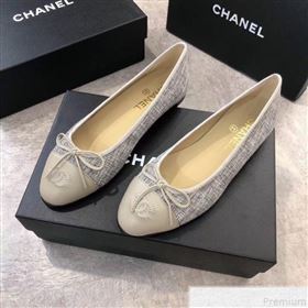 Chanel Linen & Lambskin Leather Ballerinas Grey 2019 (DLY-9050196)